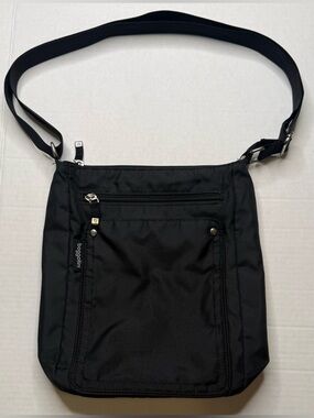 Baggallini Black Crossbody Travel Bag | Lightweight Organizer Purse